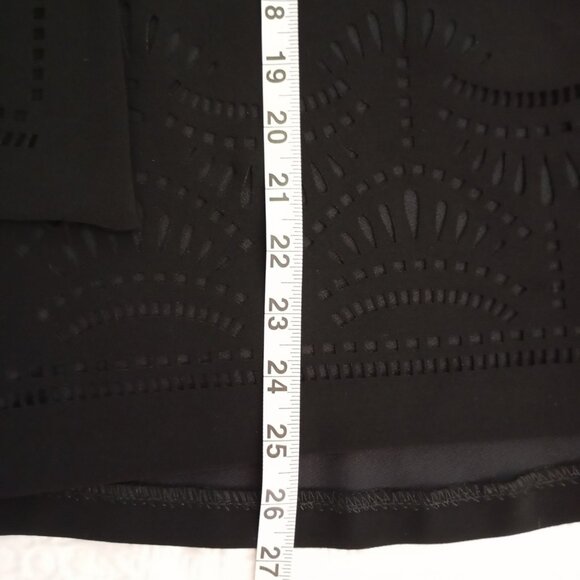 Joseph Ribkoff Black Laser-Cut Asymmetrical Jacket Button Detail Womens Size 6 - Picture 9 of 11